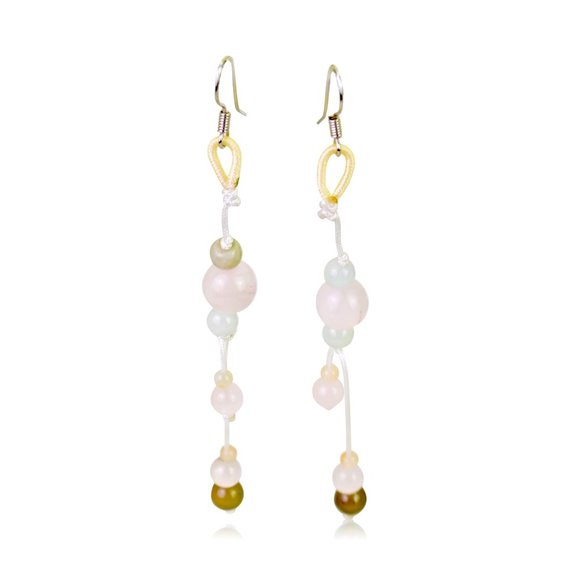 Irresistible Beads Rose Quartz Gemstone Earrings - Picture 2 of 4